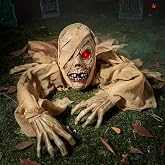 JOYIN Halloween Zombie Groundbreaker Outdoor Decoration, Zombie Groundbreaker with Light-up Eye and Creepy Sound (IR Sensor Activated) for Halloween Outside, Lawn, Graveyard Decor, Haunted House Props