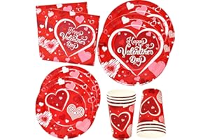 Gift Boutique Valentine's Day Party Supplies Tableware Set - 24 9" Plates, 24 7" Dessert Plates, 24 9 Oz Cups, 50 Lunch Napkins