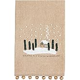 Mud Pie Embroidery Bell Christmas Towel, House, 21" x 14"