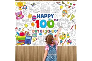 Kepeel 100 Days of School Decorations, 100th Day of School Classroom Activities Giant Coloring Poster for Kids Kindergarten Preschool Primary School Party Crafts Supplies Favors 43.3 x 31.5 Inch