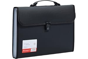 JIZISO Legal Size 13 Pocket Accordian File Organizer Expanding File Folder for FC A4 Paper, Briefcase File Case with Durable Handle & Buckle Closure for School Home & Business (Black-2)
