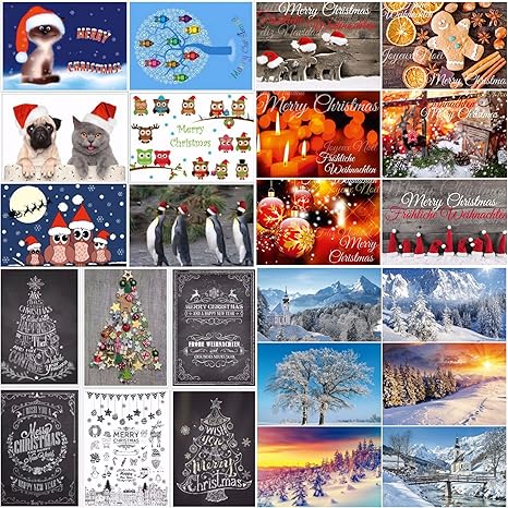 Immagini Colorate Di Natale.Cartoline Di Natale Con 24 Disegni Un Mix Colorato Di 24 Diverse Carte Nostalgiche Paesaggi Invernali E Divertenti Cartoline Di Natale Di Edition Colibri Amazon It Cancelleria E Prodotti Per Ufficio