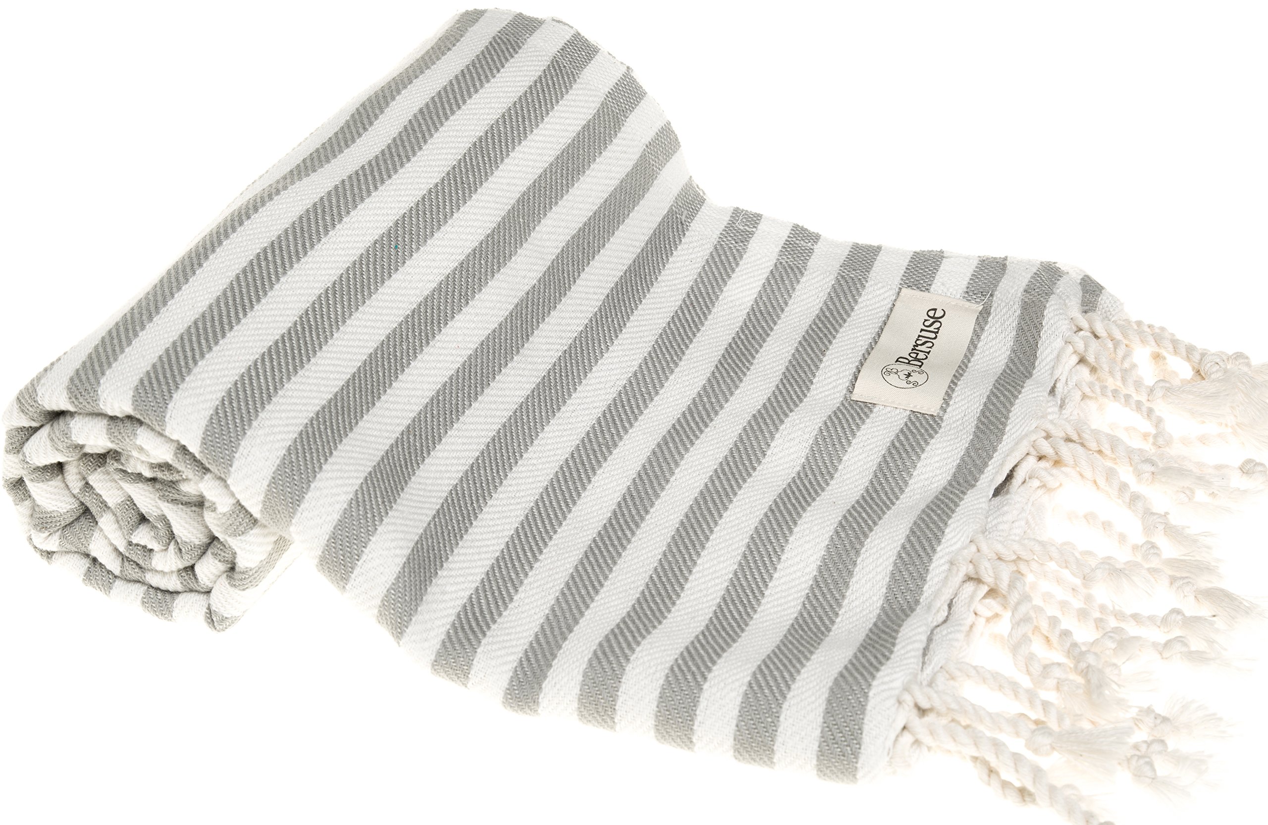 Bersuse 100% Cotton - Malibu Turkish Towel - Silver Gray