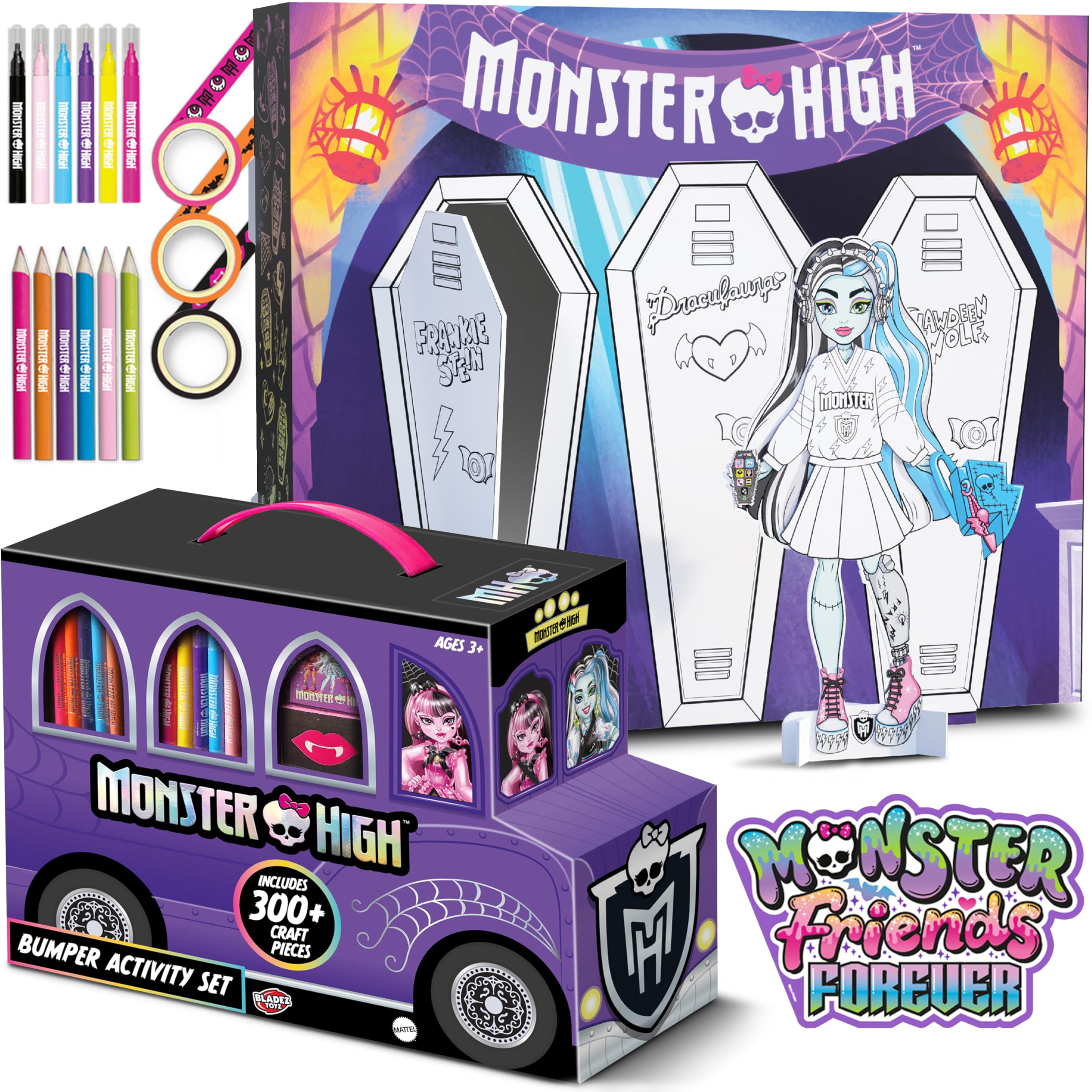 Monster High by Bladez Toyz Bumper Activity Craft Set - Create & Customise with Stickers, Stampers & Gems - Includes Monster High Toys for Arts & Crafts Fun - Ideal for Imagination & Creative Play