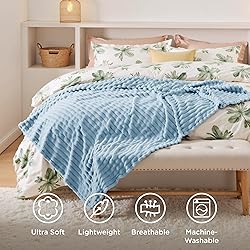 Bedsure Blue Fleece Blanket for Couch - GentleSoft