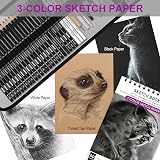 HIFORNY 60 Pcs Drawing Kit Sketch Pencils Set with 3-Color Sketchbook view 7