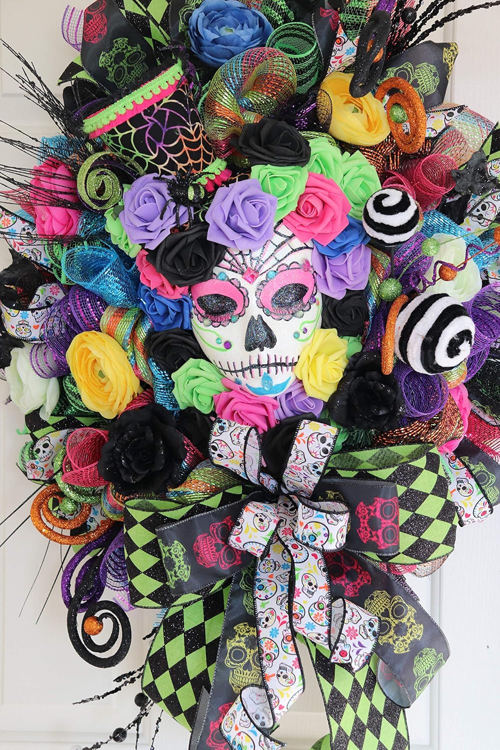 Amazon Com Day Of The Dead Wreath Dia De Los Muertos Door Swag