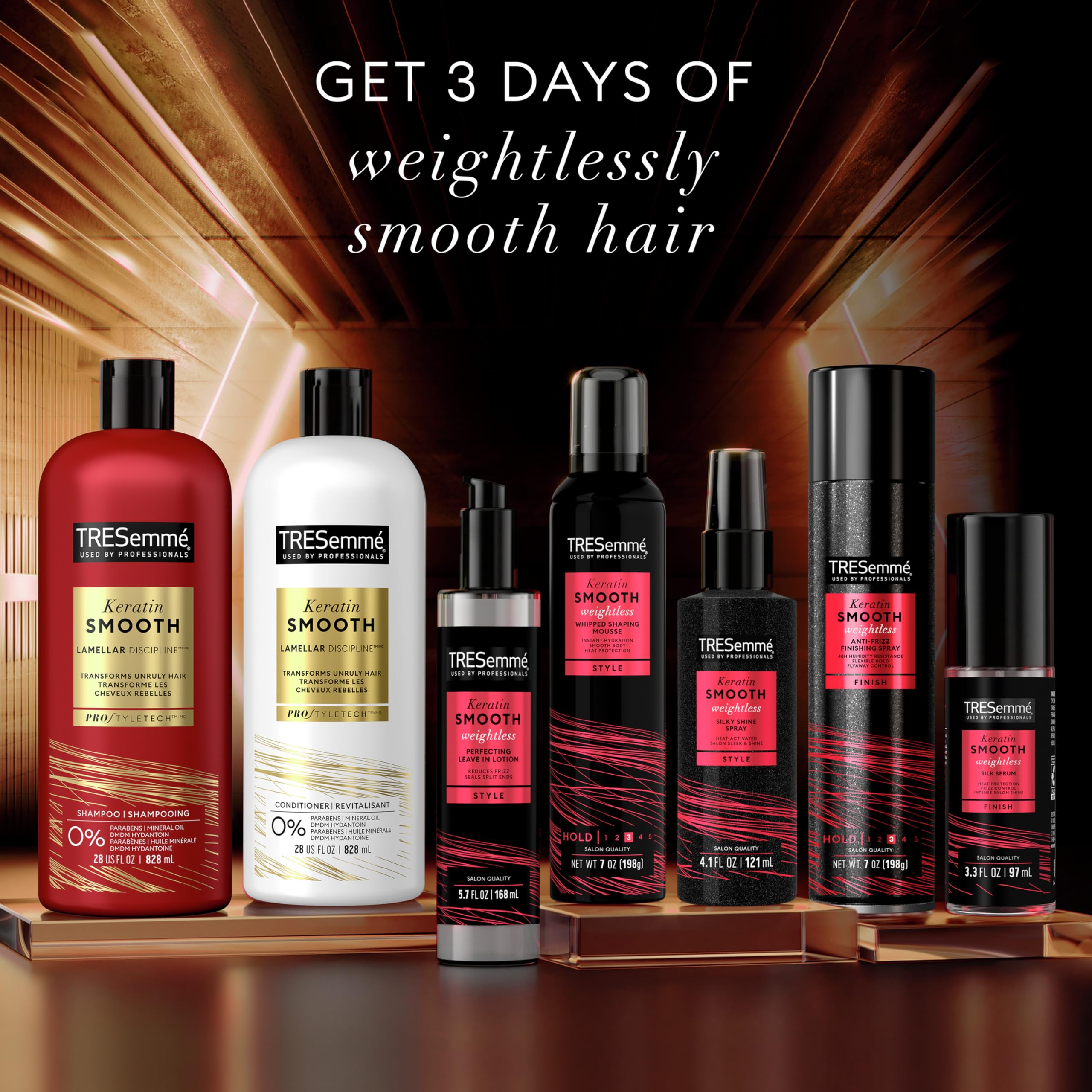 TRESemmé Whipped Shaping Mousse Keratin Smooth for Instant Hydration, Weightless, 7 Fl Oz