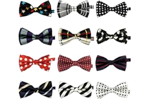 LilMents 12 Pack Boys Mixed Designs Adjustable Pre Tied Bow Necktie Tie Set