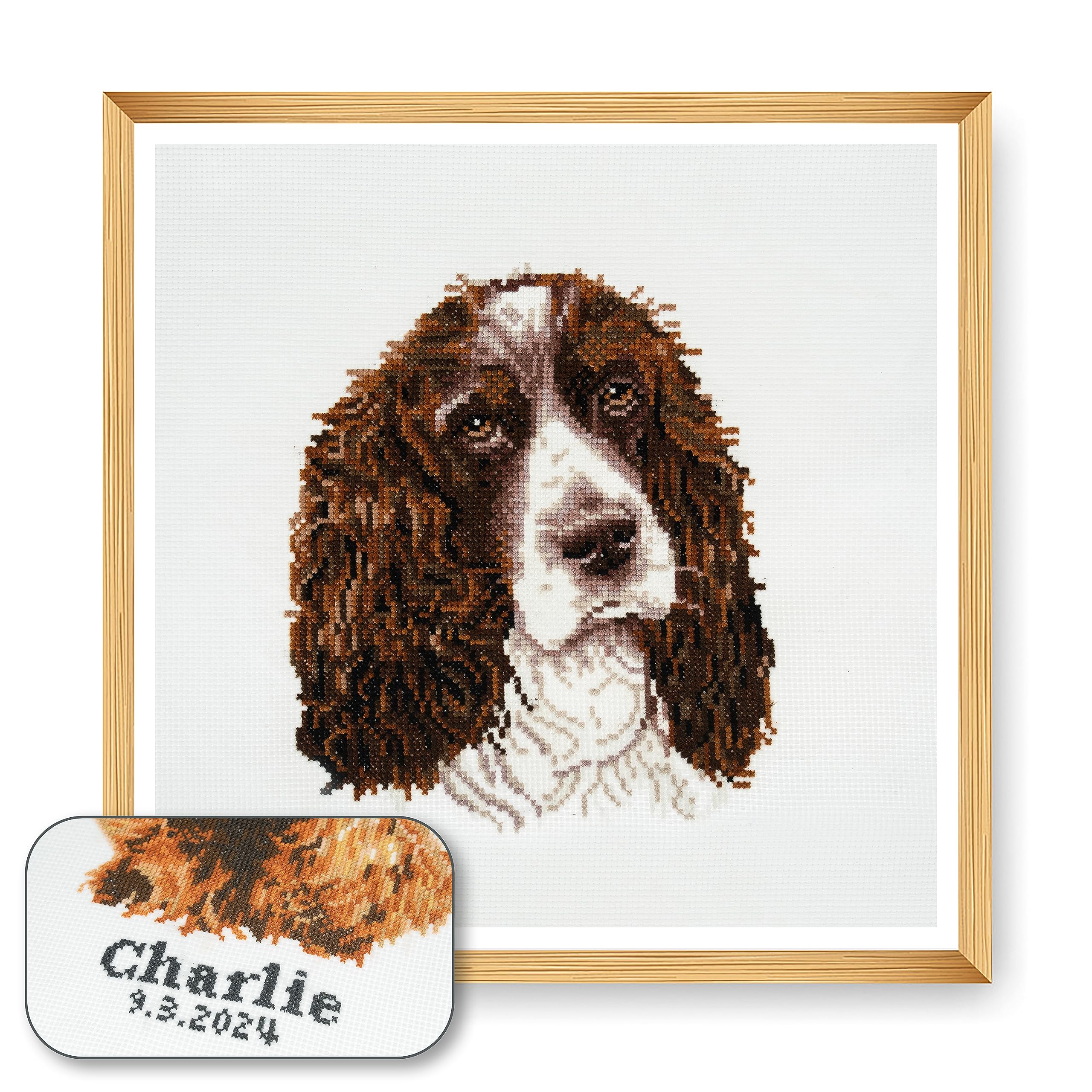 Trimits Large Cross Stitch Kits - Counted Embroidery Needlework for Adults Beginners Kids, Christmas Gifts Wall Art (Frame Not Included), 11 Count, Springer Spaniel