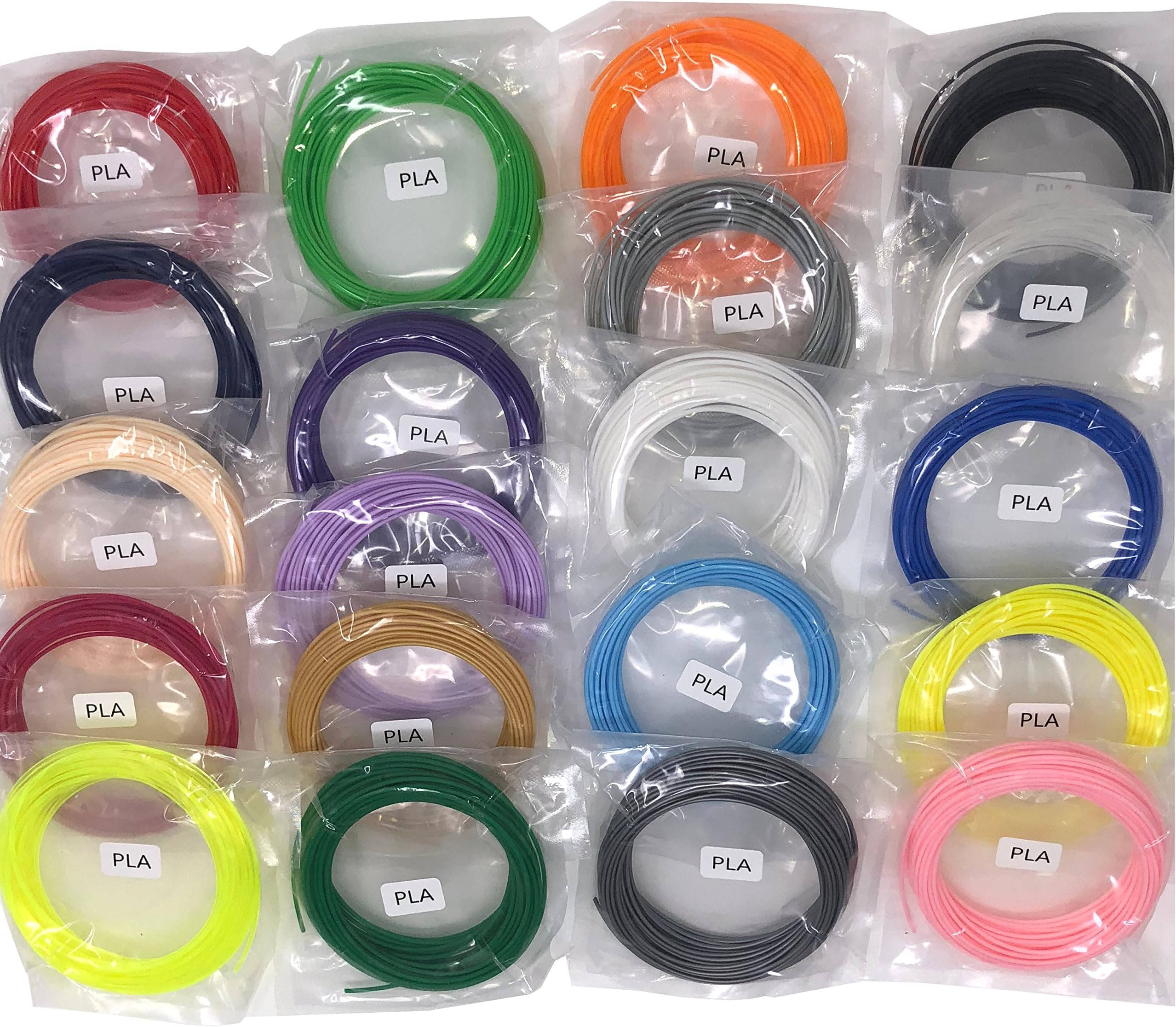 3D Pen Filament Refills 20 Colours - 656ft + 40 Stencils Ebook + 3 Glow in The Dark Packs
