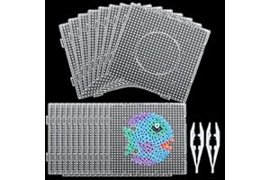 FVIEXE 18PCS 5mm Fuse Bead Pegboards, Large Plastic Fuse Beads Boards with 2 Beads Tweezers, Melty Beads Square Peg Boards Kit for DIY Craft