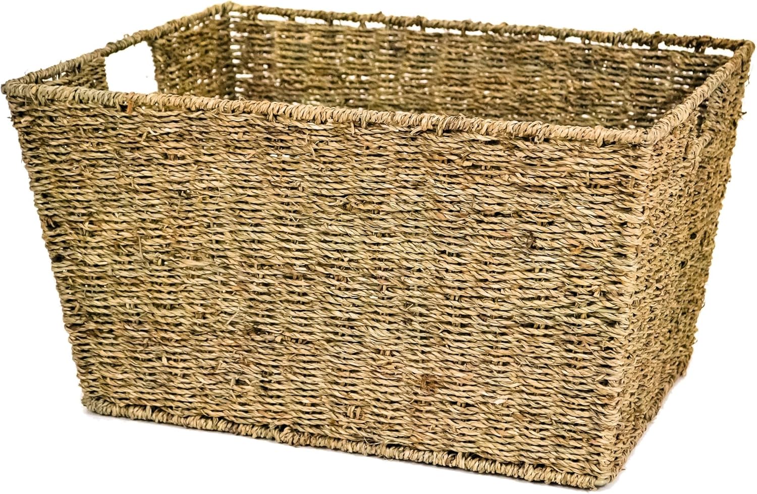 east2eden Seagrass Deep Kitchen Bathroom Storage Basket Box with Handle