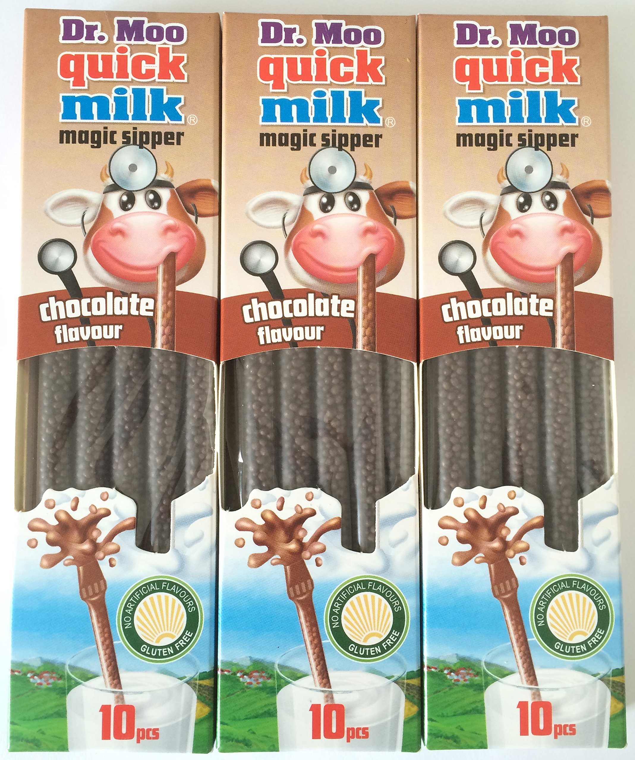 Dr Moo Magic Milk Magic Sipper Straws. Chocolate Flavour 3 x Packs (30