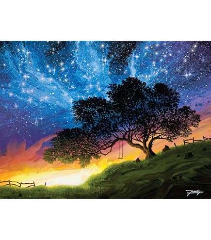 Ceaco Glow In The Dark Puzzle – 750 Teile, Leuchtmotiv 'Glowing Skies', 61 X 45,7 Cm, Mit Poster