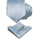 JEMYGINS Floral Necktie and Pocket Square Tie Clip Sets for Men