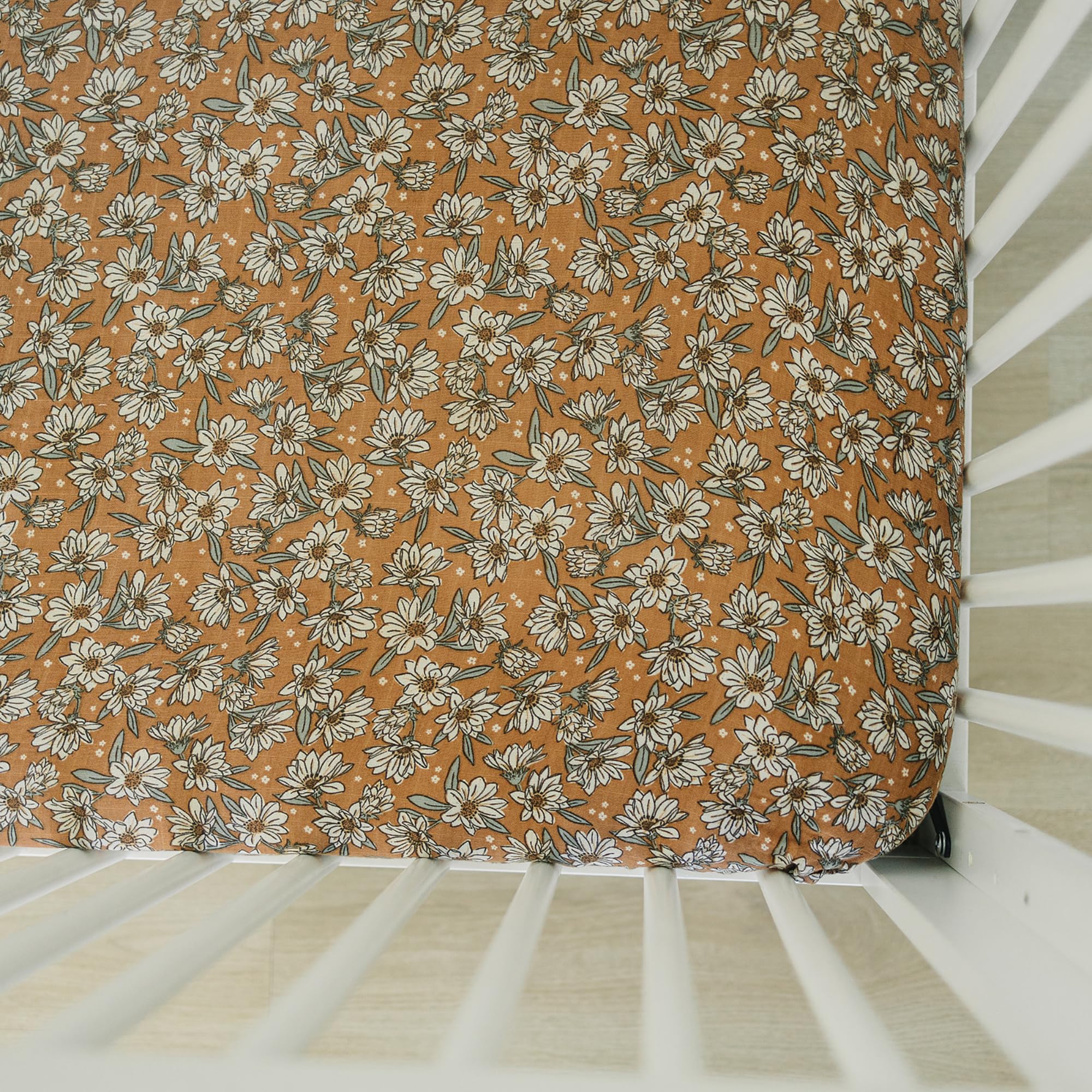 Photo 1 of Magnolia Muslin Crib Sheet by Mebie Baby, Soft and Breathable Bed Sheets for Babies, Modern Neutral Bedding for Cribs, Standard Crib Mattress Fitted Sheet, Great for Boy or Girl Room or Nursery