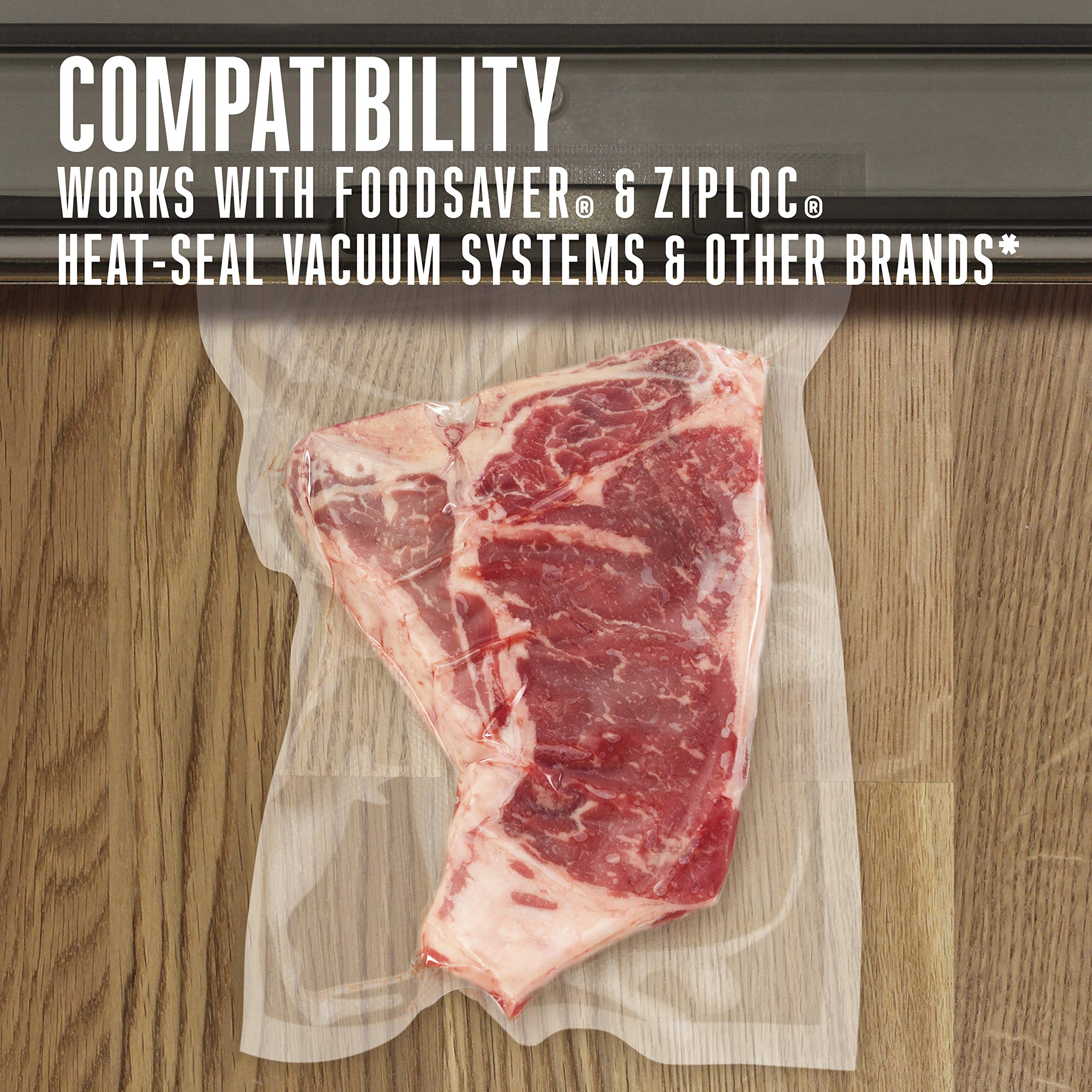 Weston Vacuum Sealer Bags for Food, 2 Ply 3mm Thick, for NutriFresh, FoodSaver & Other Heat-Seal Systems, for Meal Prep and Sous Vide, BPA Free, 8