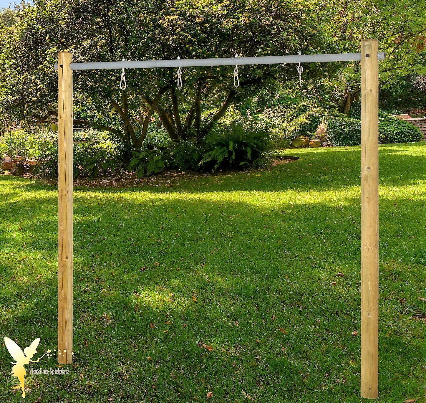 Schaukelgestell Holz-Schaukel Doppelschaukel mit Stahlrohrstange jetzt