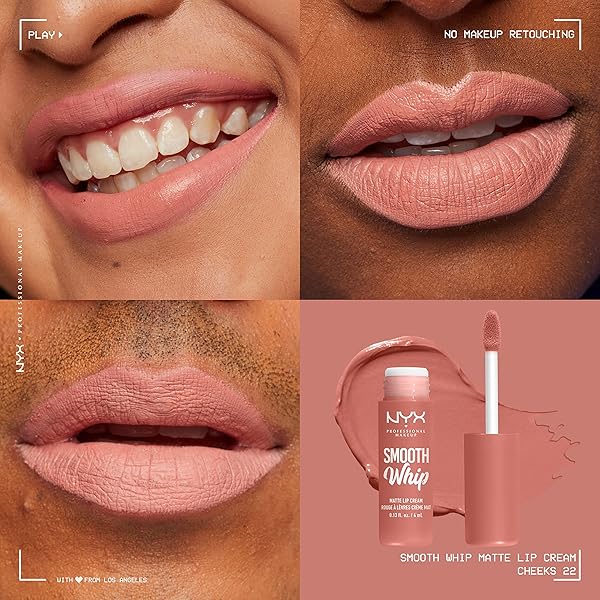 NYX PROFESSIONAL MAKEUP SMOOTH WHIP MATTE LIP CREAM, LONG LASTING, MOISTURIZING, VEGAN LIQUID LIPSTICK – CHEEKS (SOFT PINKY NUDE)