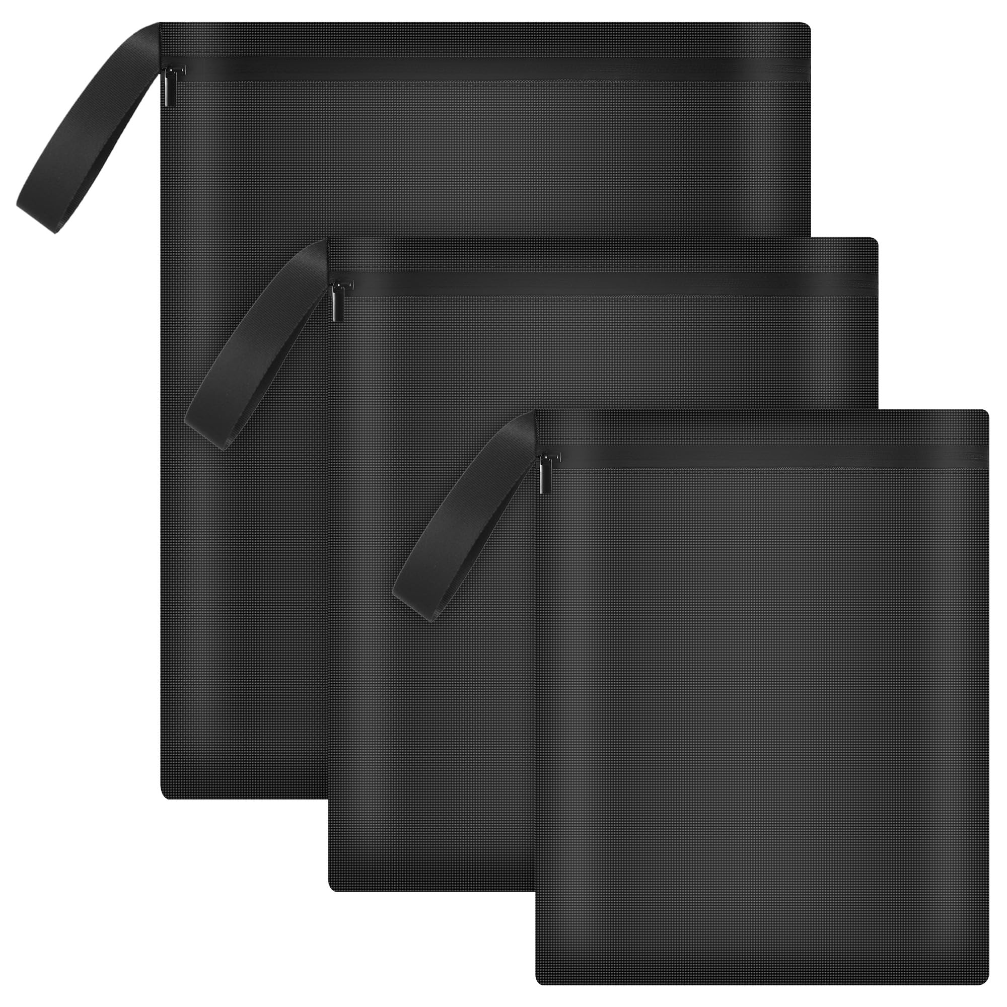 Huiguli 3 Pcs Wet Bag, Reusable Wet Dry Bag, Waterproof Wet Dirty Laundry Bag, Black Cloth Nappy Bags, 3 Size with Thickened Handle & Metal Zipper for Gym Pool Beach Swimming Camping Travel