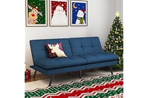 COZYSNOOZE Futon Sofa Bed,Blue Detachable Convertible Couch Memory Foam Futon Convertible Couch Bed Sofa Sleeper Love Seat Daybed Sofa for Living Spaces,Apartment,68''