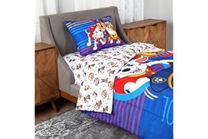 Paw Patrol 4-Piece Twin Bedding Set EXPRESSIONS – Kids Comforter, Fitted Sheet, Flat Sheet & Pillowcase – Soft & Cozy – for B