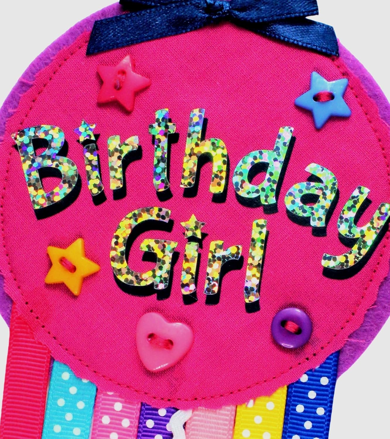 Ditsy Rosettes Birthday Girl Rosette Badge - Any Age - Perfect Party Gift - Birthday Card - Pink, Mixed - Image 3