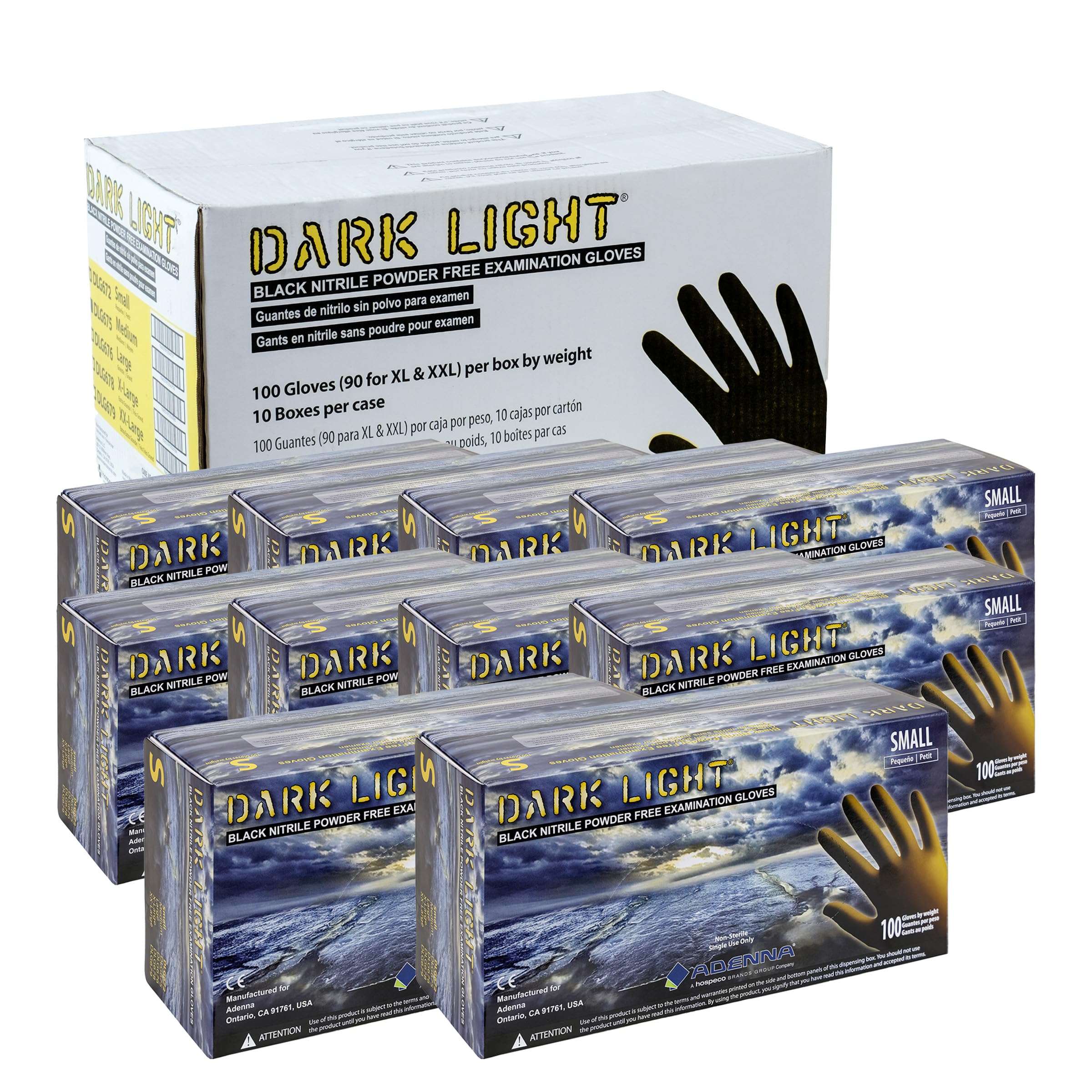 Adenna Dark Light Bulk Disposable Nitrile Gloves – 9 Mil, Heavy Duty Work Rubber Glove with Textured Grip, Non-Latex & Powder Free, Case of 1000, Small, Black Image Adenna Dark Light Bulk Disposable Nitrile Gloves – 9 Mil, Heavy Duty Work Rubber Glove with Textured Grip, Non-Latex & Powder Free, Case of 1000, Small, Black Image