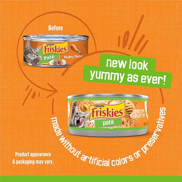 PURINA FRISKIES WET CAT FOOD PATE, POULTRY PLATTER – (PACK OF 24) 5.5 OZ. CANS