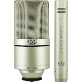 MXL 990/991 Large &amp; Small Diaphragm Condenser Microphone Bundle - Champagne | Microphone Bundle Project for Home Studio Recording - XLR - Cardiod