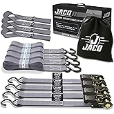 JACO Ratchet Tie Down Straps - 1 inch x 15 ft (Pack of 4) | 1,823 lbs (Grey)