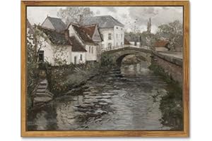 SHENIFY Vintage Town Framed Canvas Wall Art French Classic Wall Prints Modern Farmhouse Bathroom Kitchens Office Decor - 8"x10" Natural Framed