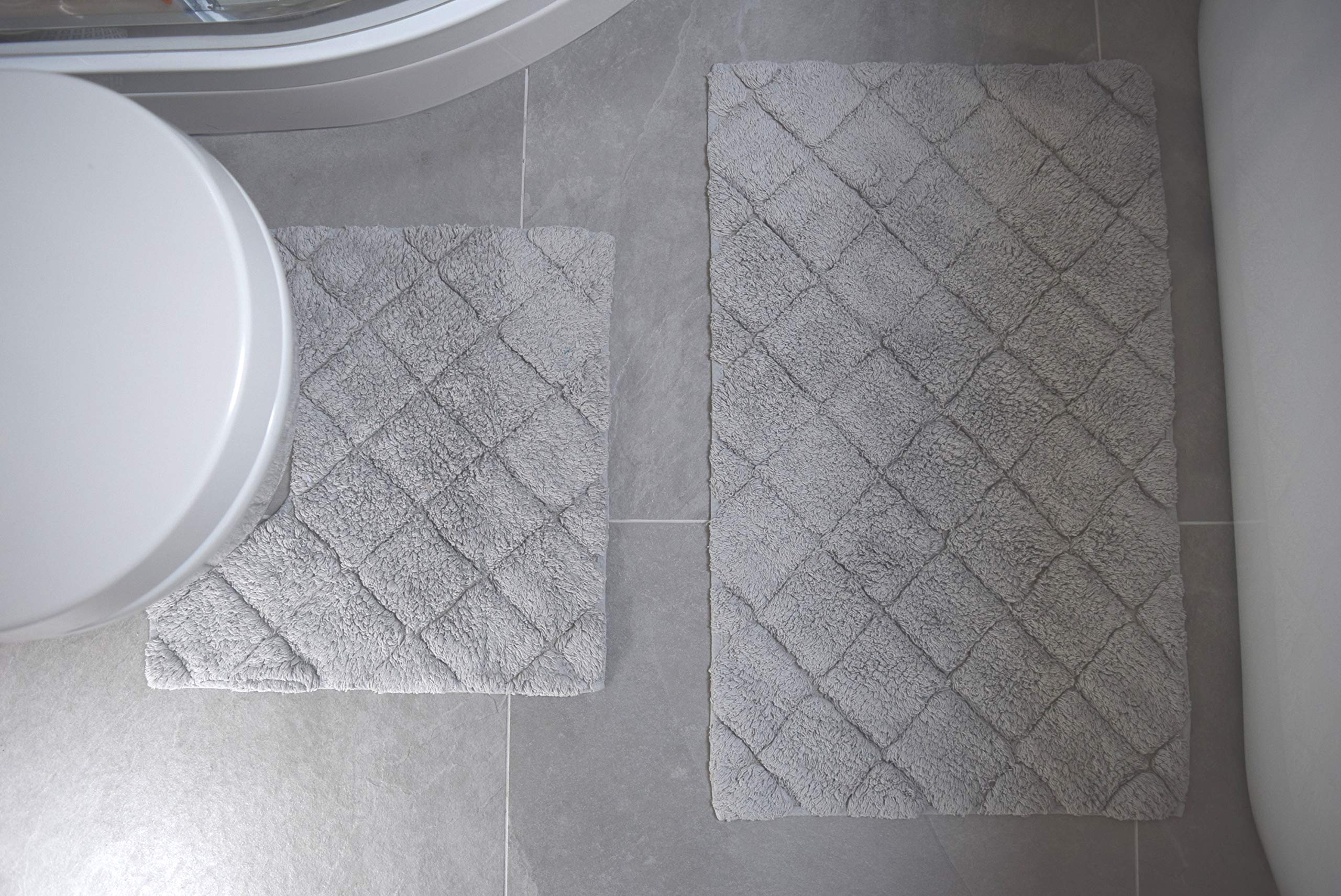 Rapport Kyra Bath and Pedestal Mat Set, Cotton,Storm