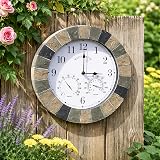 HomeZone Modern Round Slate Effect Wall Clock 35cm Battery Operated Indoors