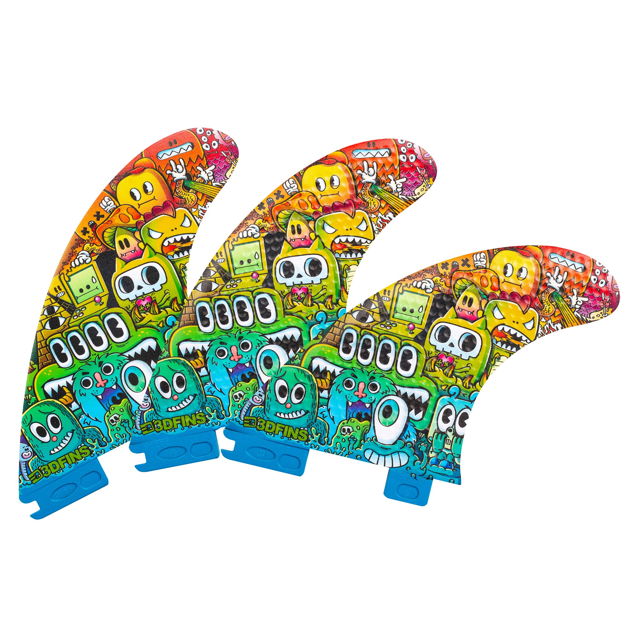 3DFINS High Performance Surfboard Fins GOHARD Series – Thruster/Tri Fin Set (3 Fins), FCS2 Compatible Base - Dimple Technology, More Speed, More Drive, More Fun (Monster)