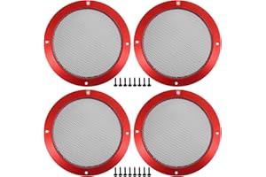 ACROPIX Universal 6.5" Car Speaker Grills Cover Mesh Round 6.5 Inch Audio Speaker Subwoofer Guard Protector Case with Mounting Screws Iron Red - Pack of 4