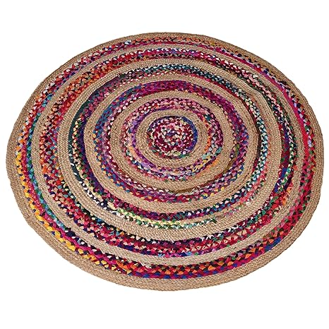 Buy Ajs Living Round Shape Jute Cotton Rug Carpet Multi Chindi