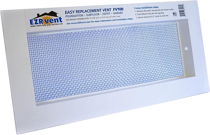 Ezrvent Fv100 Ss8h Foundation Sub Floor Soffit And Garage Replacement Vent Heavy Stainless Mesh 316 Marine Grade 5 X 14 Rough Opening Heating Vents Amazon Com