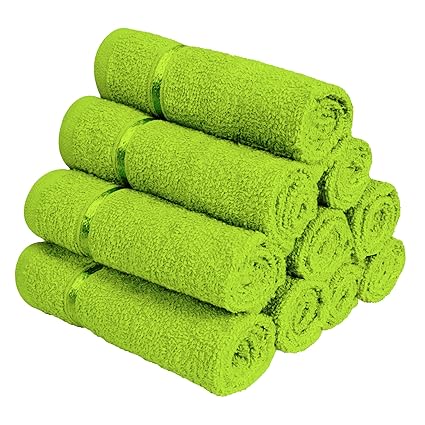 Story@Home 100% Cotton Soft Towel Set of 10 Pieces, 450 GSM - 10 Face Towels - Green