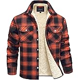 MAGNIVIT Mens Flannel Plaid Shirts Fleece Warm Winter Coat Sherpa Lining Jackets Soft Thickened Outwear Casual Outdoor Travel