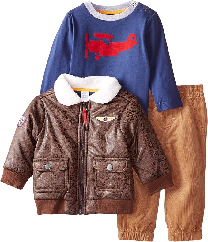 Little Me Baby Boys' Aviator 3 Piece Jacket Set Clothing
