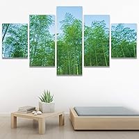 SIGNWIN 5 Panel Canvas Wall Art Modern Art Decorative Elements Expressive Leaves Multicolor Patterns Photography for Home Decorations Ready to Hang - 60