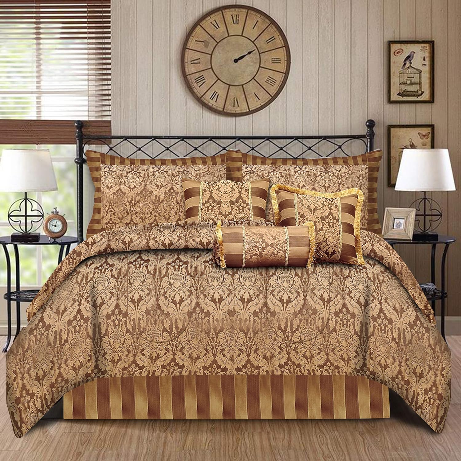 Luxurious 7Piece Comforter Bedding Set Jacquard Complete Bed Set