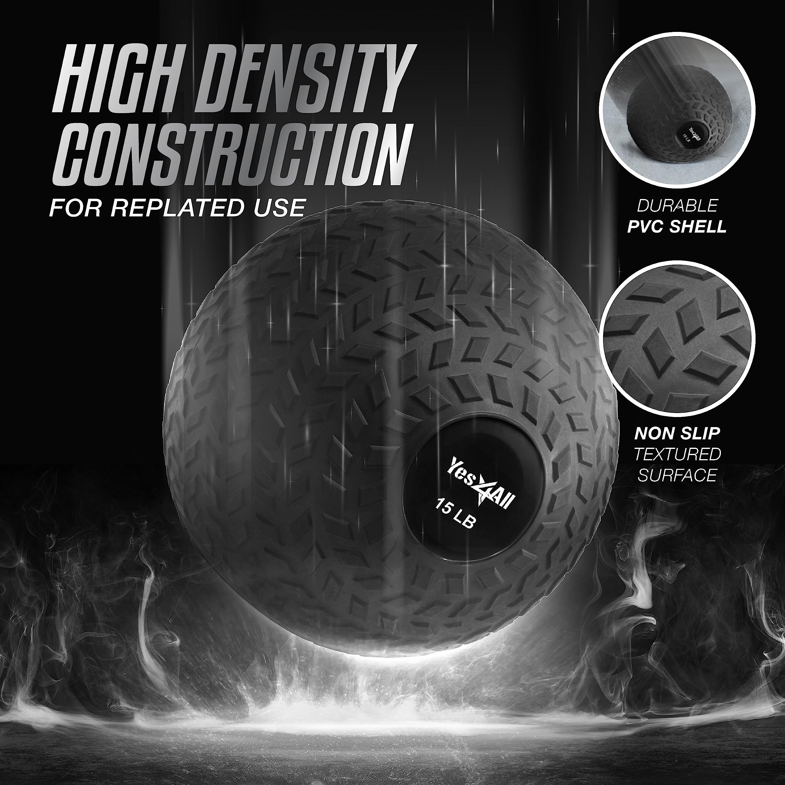 Yes4All Slam Balls, 10-40lb Weighted Ball Weight, Durable PVC Sand Filled Workout Dynamic Slam Ball for Core Strengthen