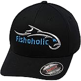 Fishoholic Baseball Fishing Hat – Flexible Fitted - Embroidered Logo, Semi-Fitted, S/M & L/XL Sizes – Fishing Enthusiast Gift