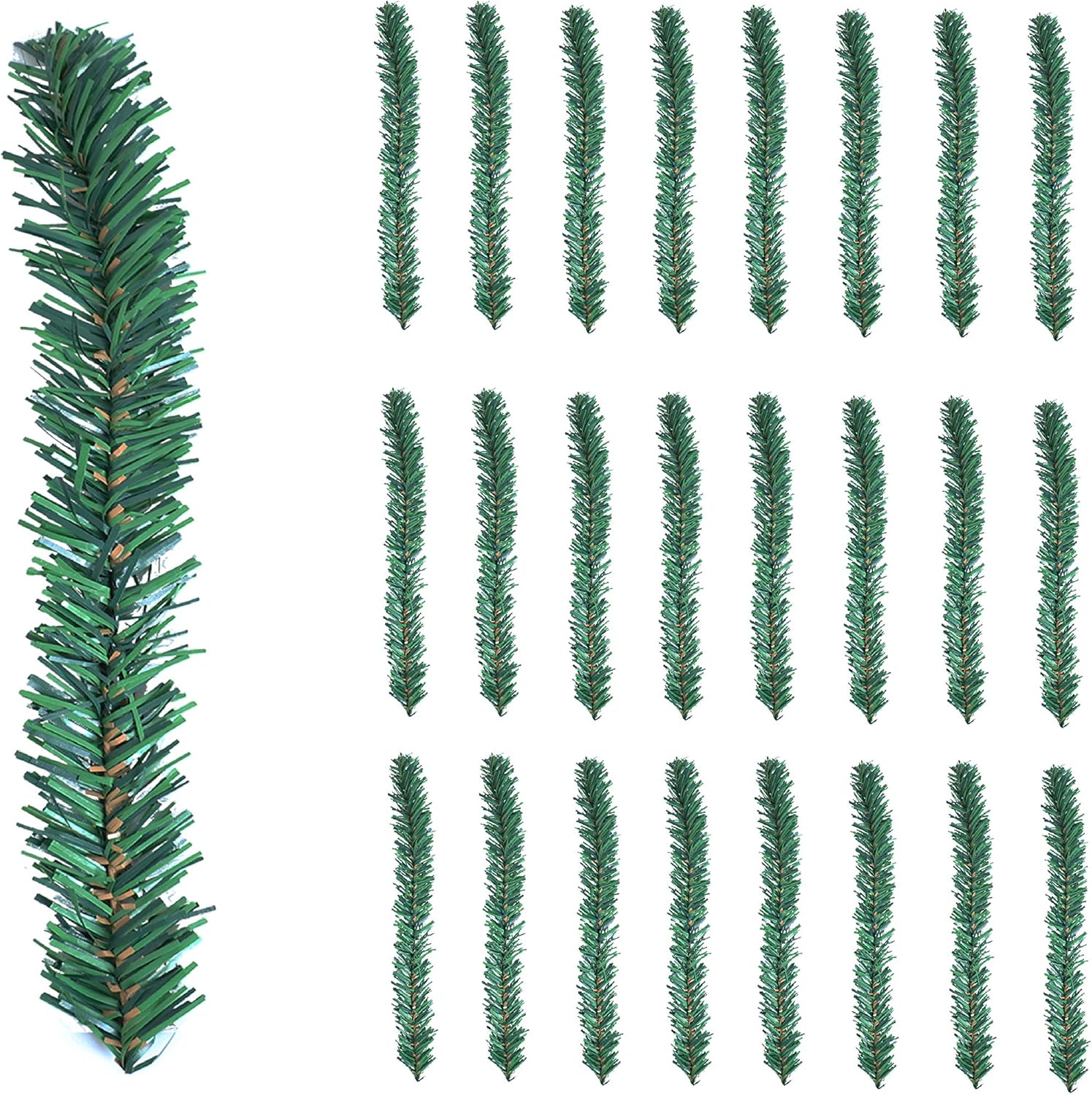 Wreaths, Garlands & Swags - 24 Pcs Christmas Garland Ties Artificial Pine Needles Santa’s Factory Christmas Tree Branches Wired Faux Pine Greenery Stems 12