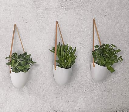 Kazai. Florero Colgante de Cerámica | Conjunto de 3 | Decoración de