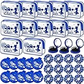 Yungyan 36 pcs Gifts 12 Makeup Bag for Women Party Favors Team Gifts With 12 Sport Hair Scrunchies 12 Round Portable Folding Brush (Blue Cheer)