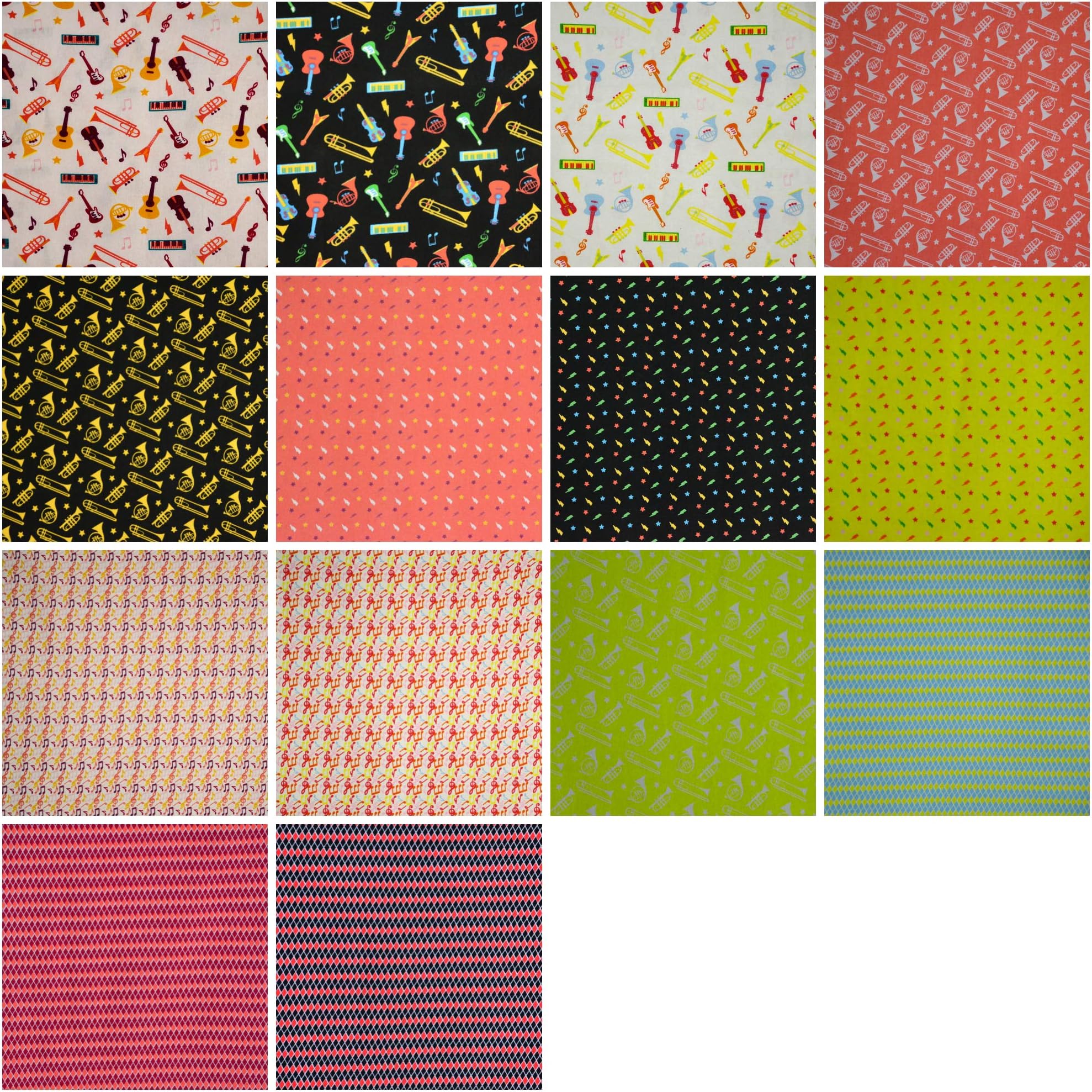 100% Cotton Jelly Rolls Fabric Material for Quilting, Patchwork, Crafts, Sewing Music Affair by Fabric Freedom - Pack of 20 Strips (2.5 inch Width x 42 inch Length) - Approximately 1.25 Metres